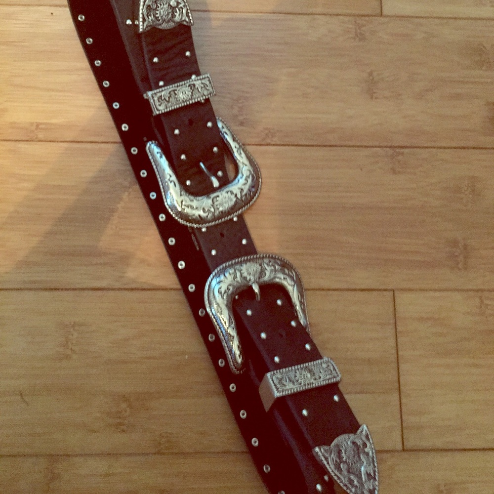 Double buckle western boho belt med